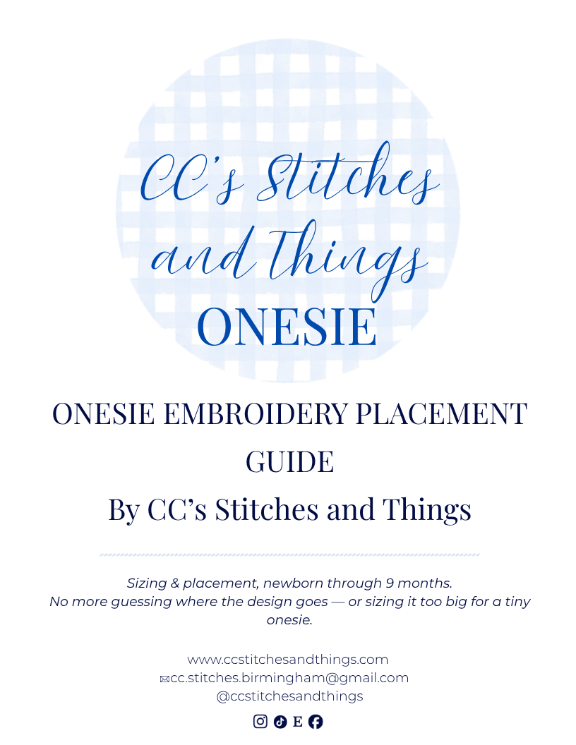 Onesie Embroidery Placement Guide front cover