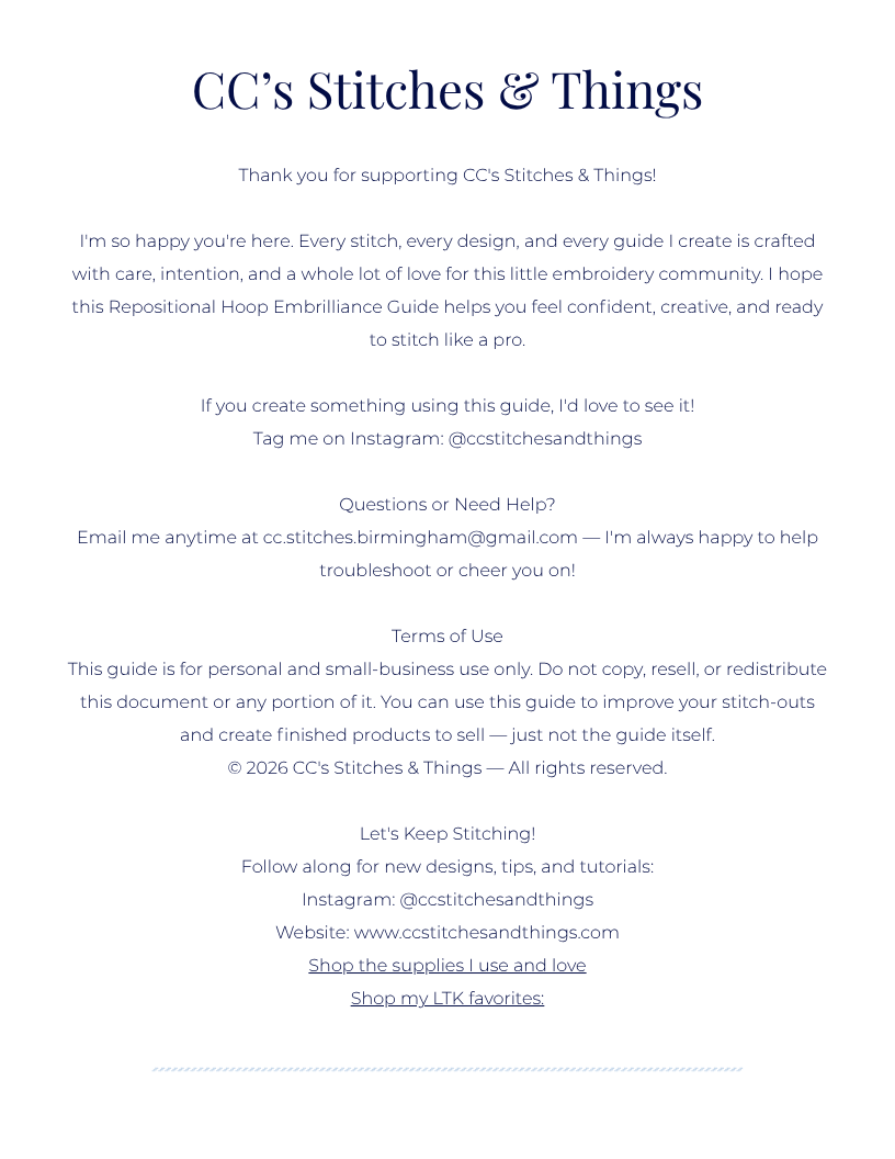 Repositional Hoop Embrilliance Guide back page