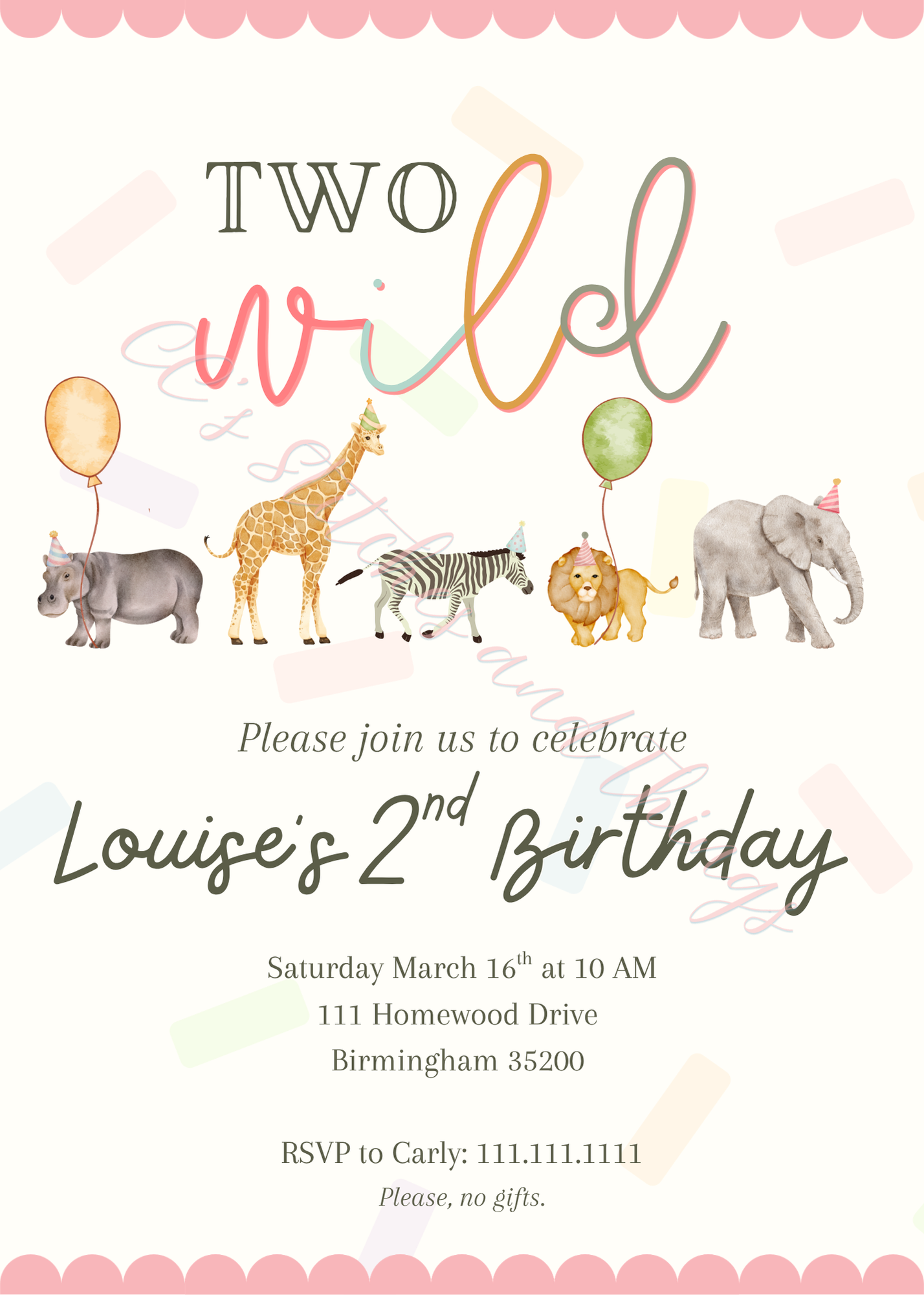 Animal Party Birthday Invitation Suite (Editable Canva Template)
