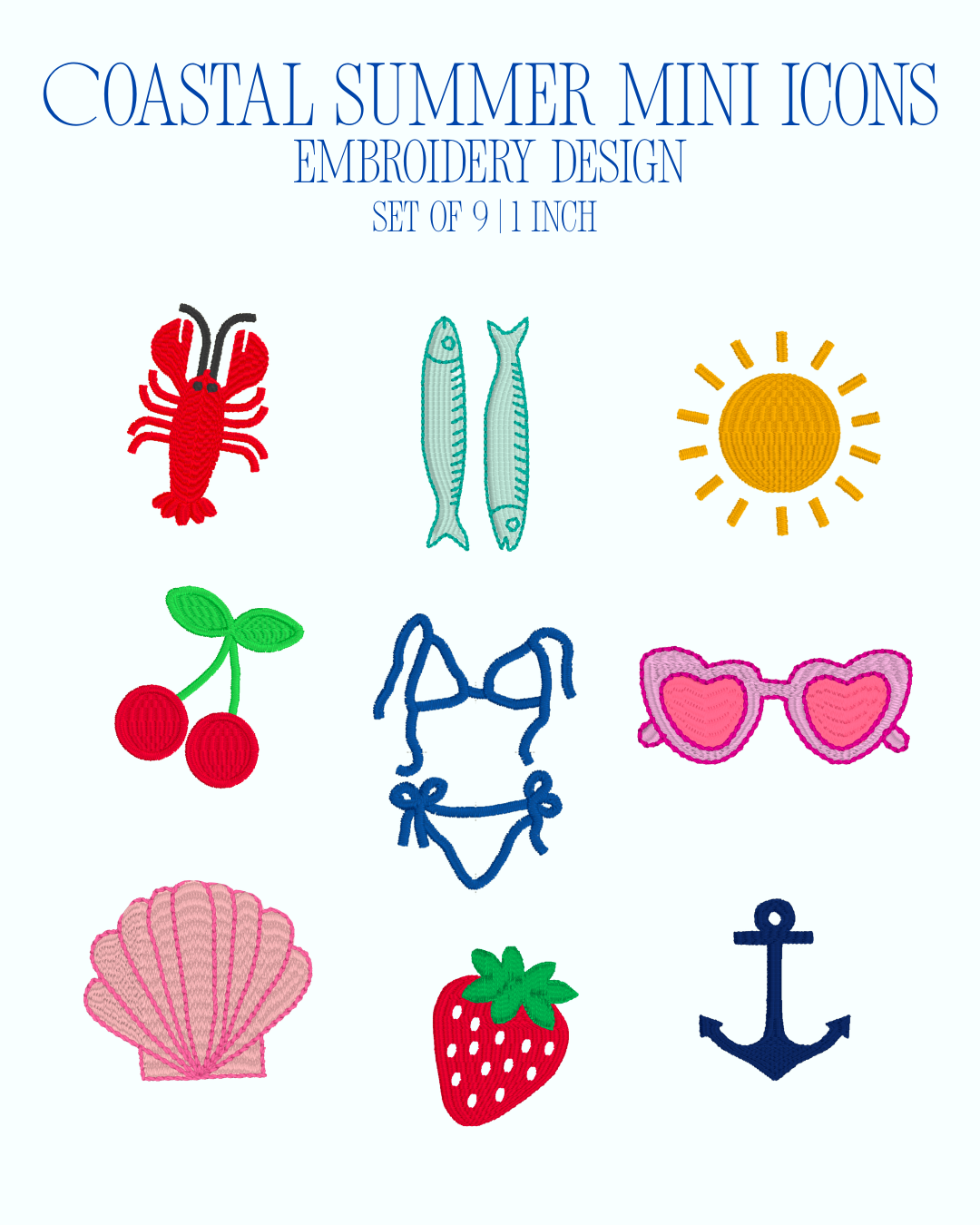 Coastal Summer Mini Icons Embroidery Design