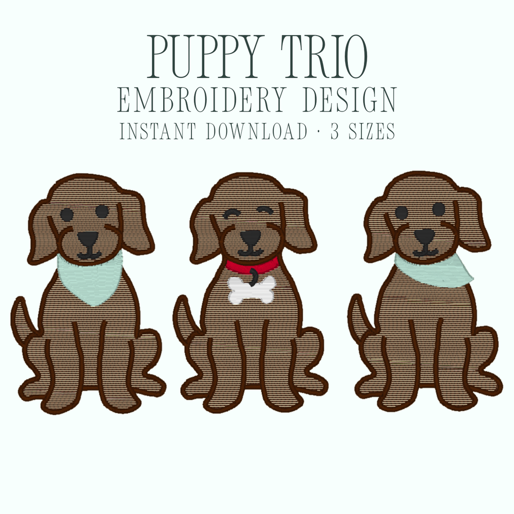 Puppy Trio Embroidery Design