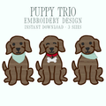 Puppy Trio Embroidery Design