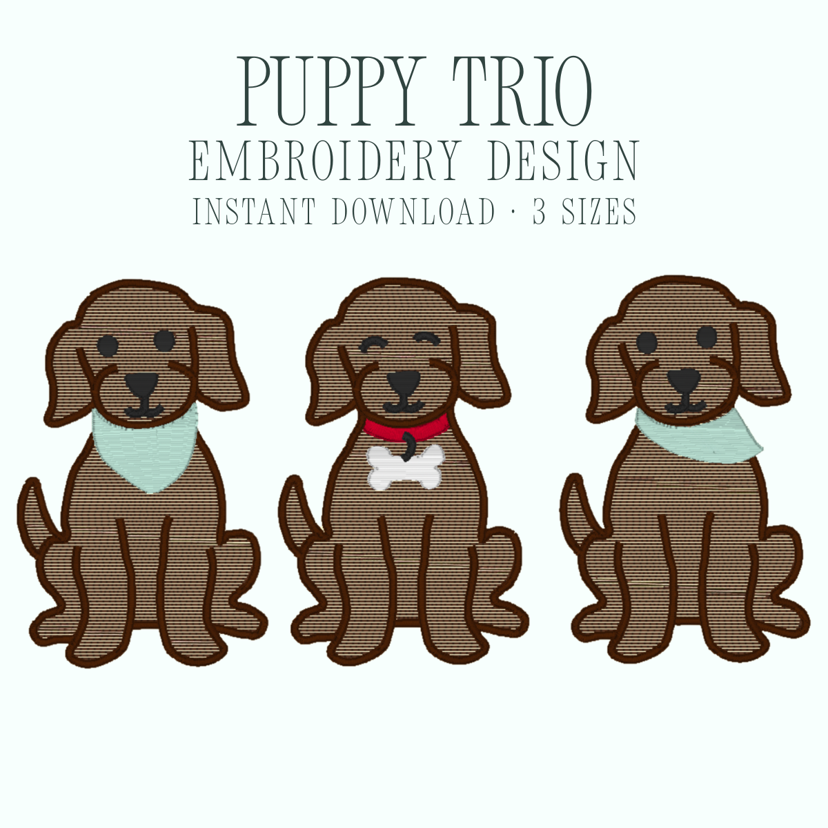 Puppy Trio Embroidery Design