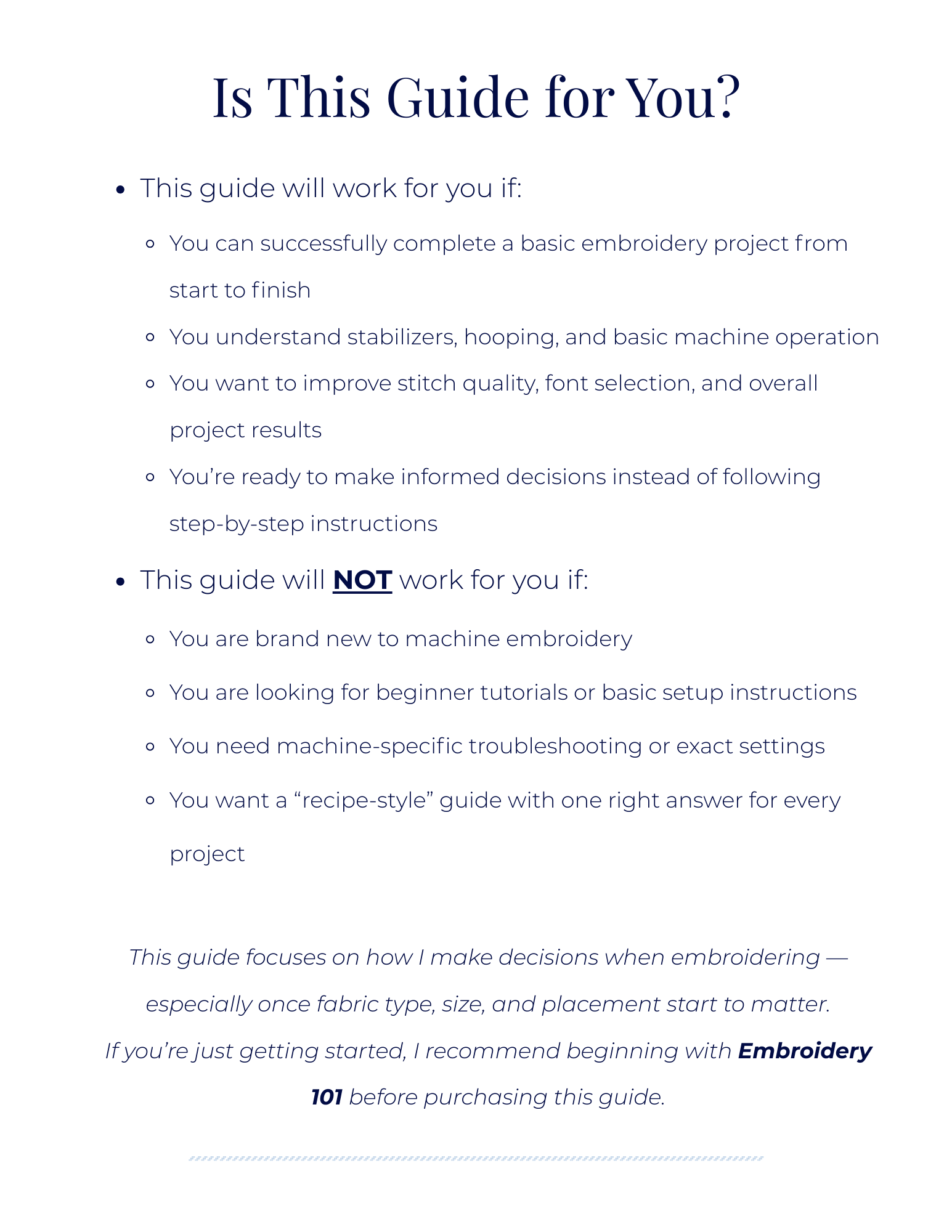 Embroidery 102 Guide
