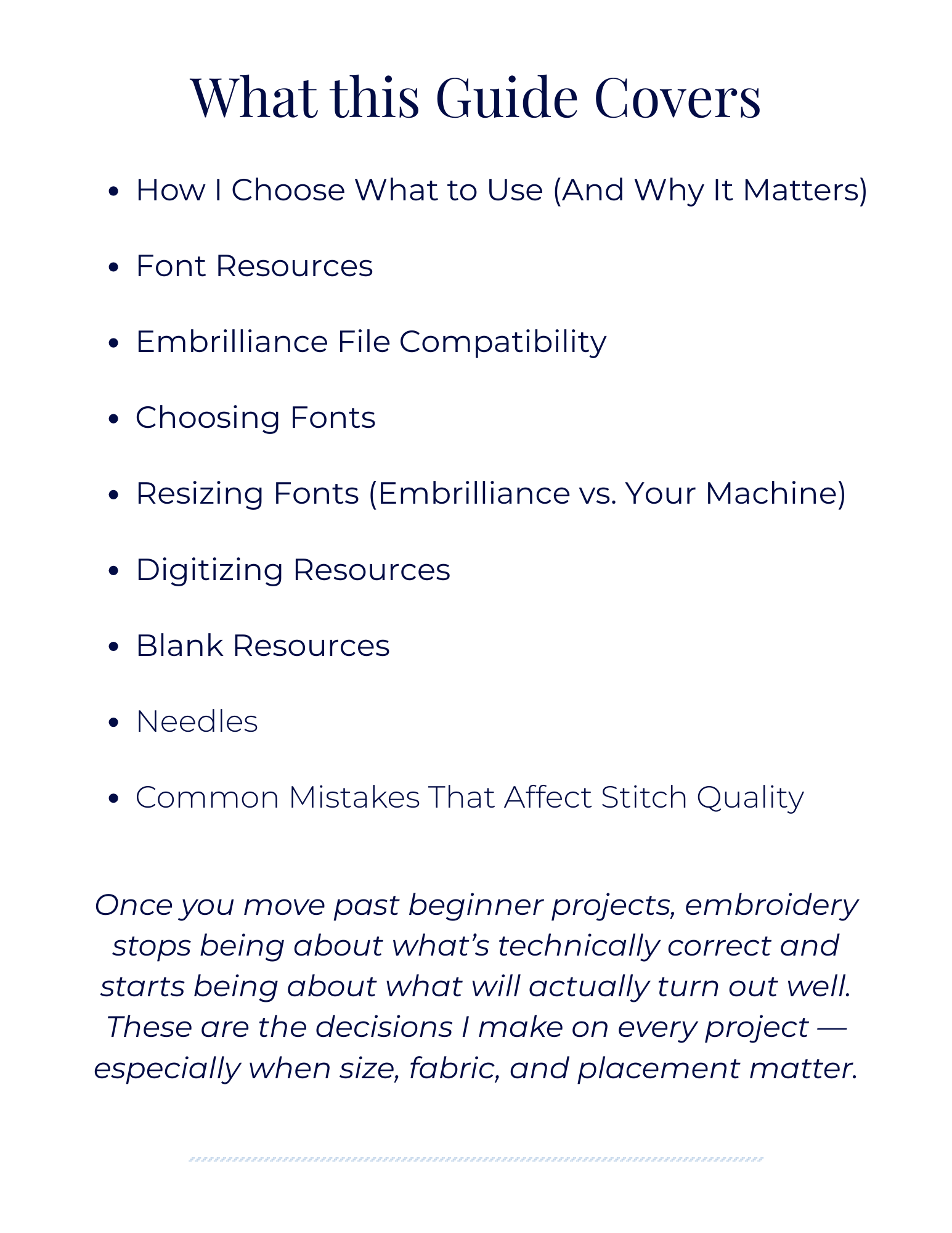 Embroidery 102 Guide