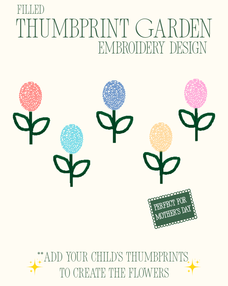 Unfilled Thumbprint Garden Embroidery Design
