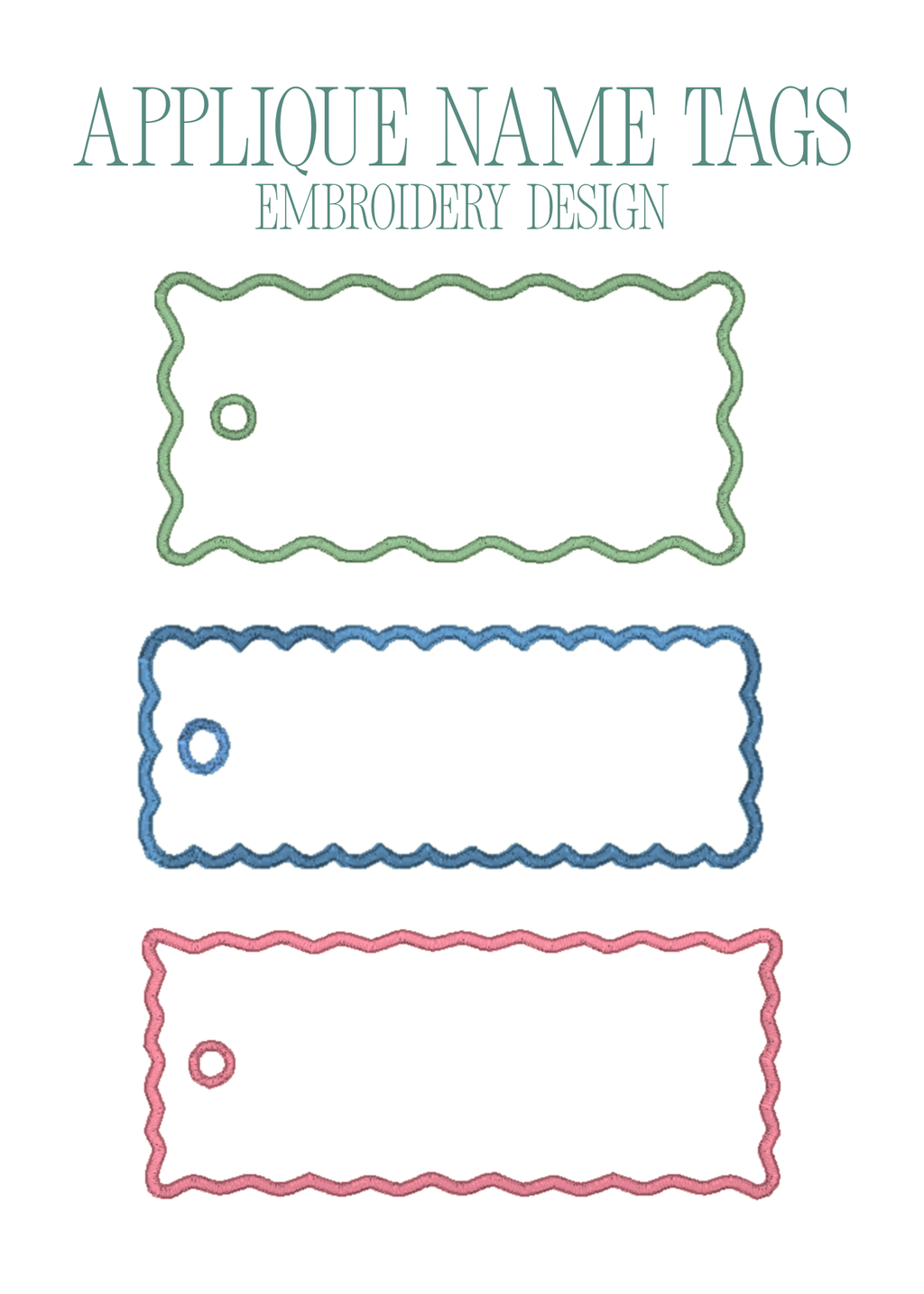 Applique Name Tags Embroidery Design Set
