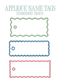 Applique Name Tags Embroidery Design Set