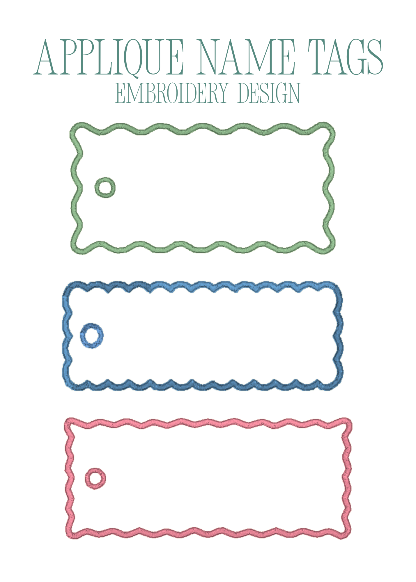 Applique Name Tags Embroidery Design Set