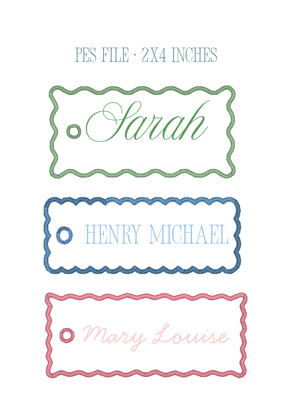 Applique Name Tags Embroidery Design Set