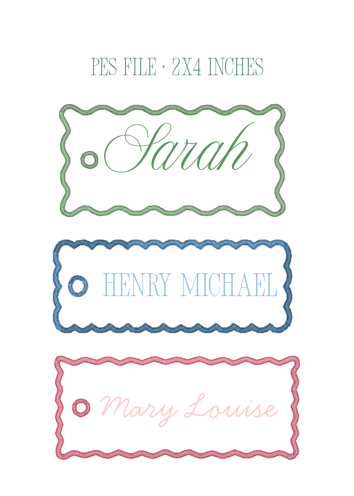 Applique Name Tags Embroidery Design Set