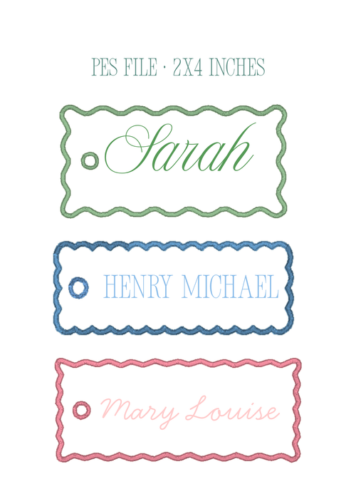 Applique Name Tags Embroidery Design Set
