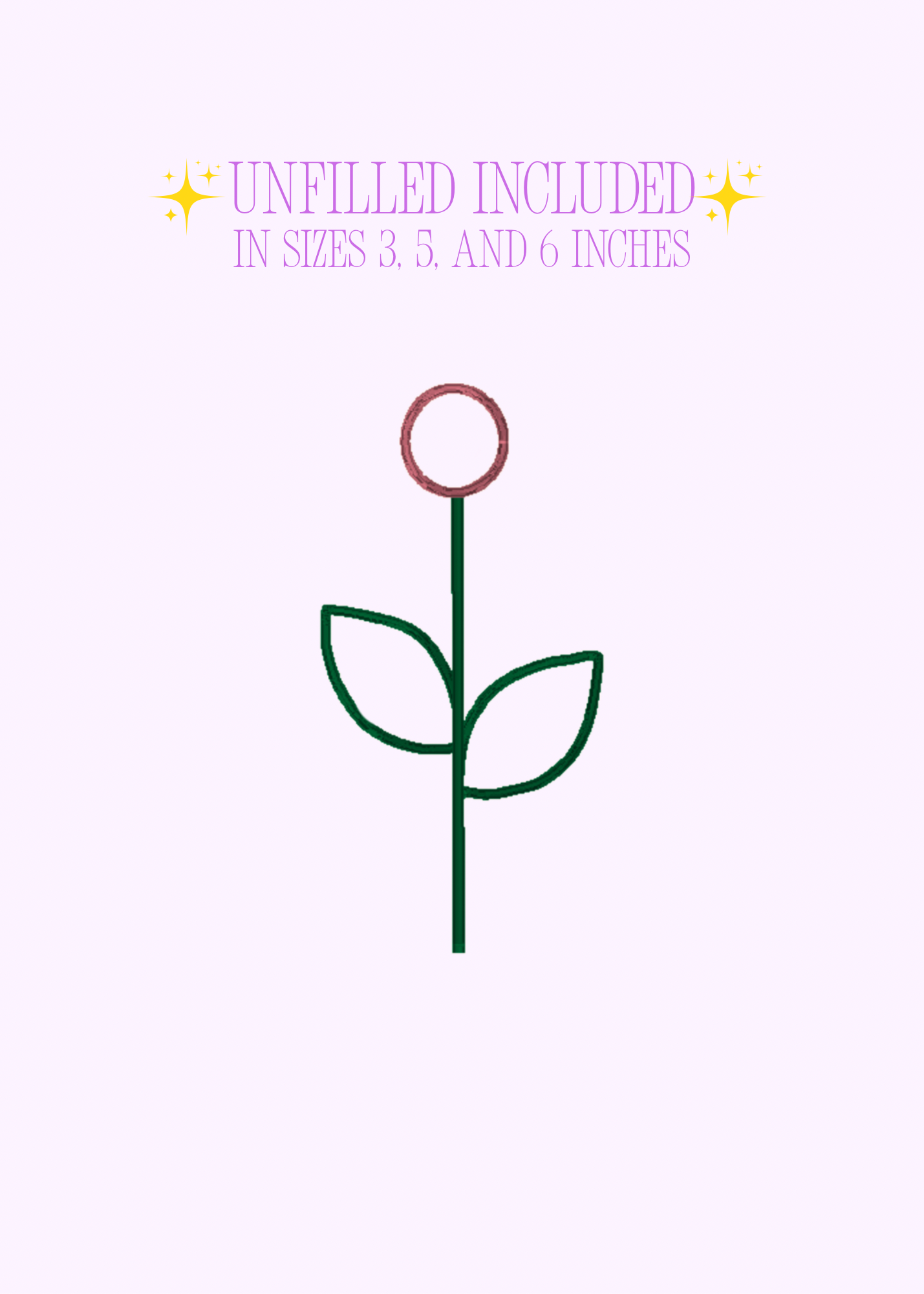 Handprint Flower Embroidery Design - Unfilled - Machine Embroidery File - Sizes 3, 5, and 6 Inch