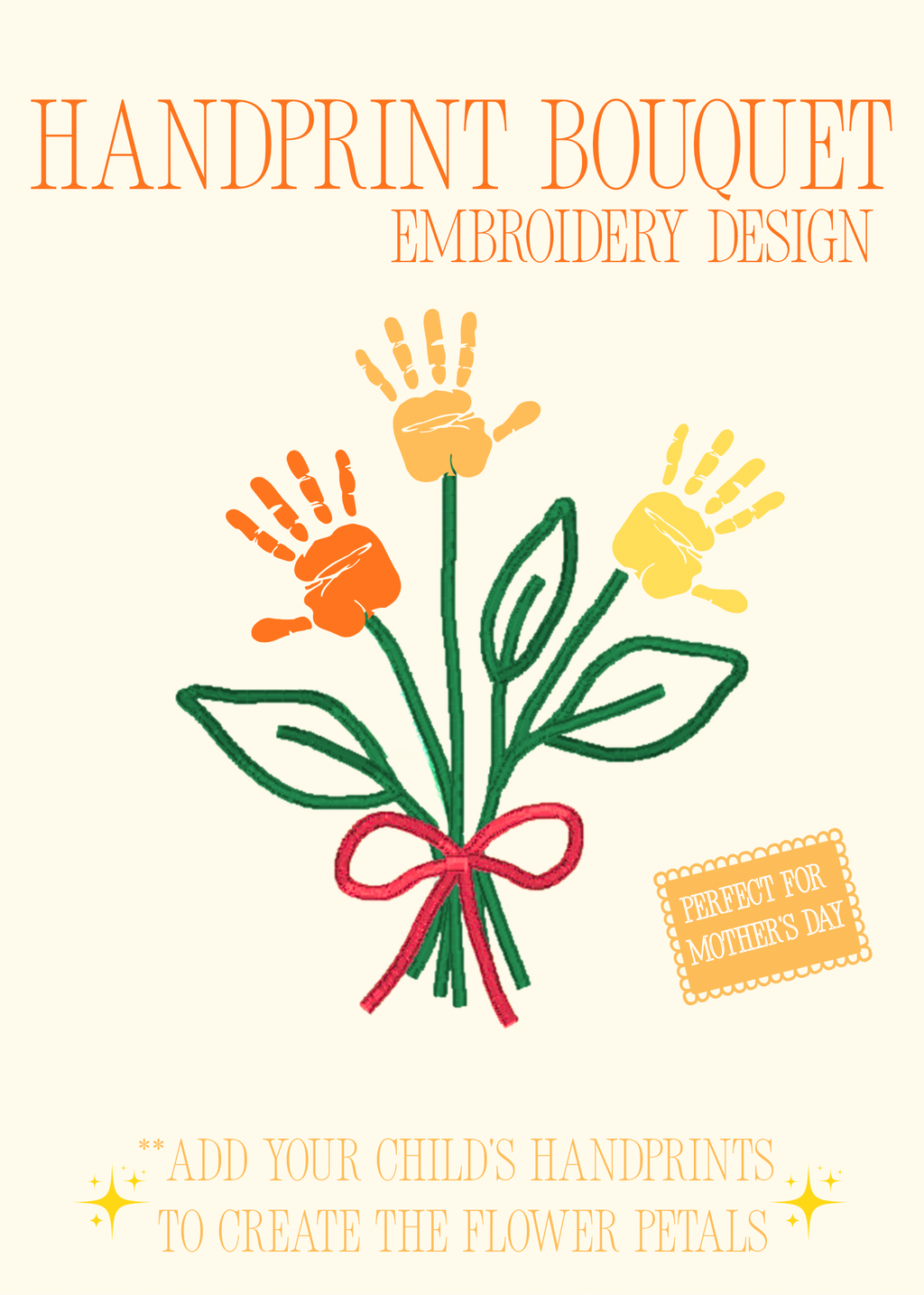 Handprint Bouquet Embroidery Design