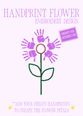 Handprint Unfilled Flower Embroidery Design