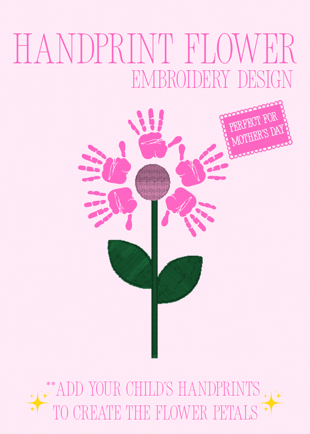 Handprint Filled Flower Embroidery Design