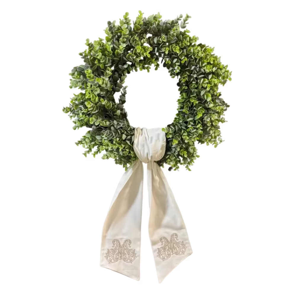 "The Grand" Double Monogram Wreath Sash