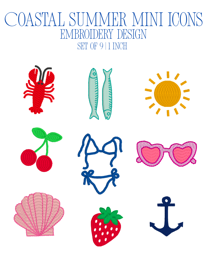 Coastal Summer Mini Icons Embroidery Design