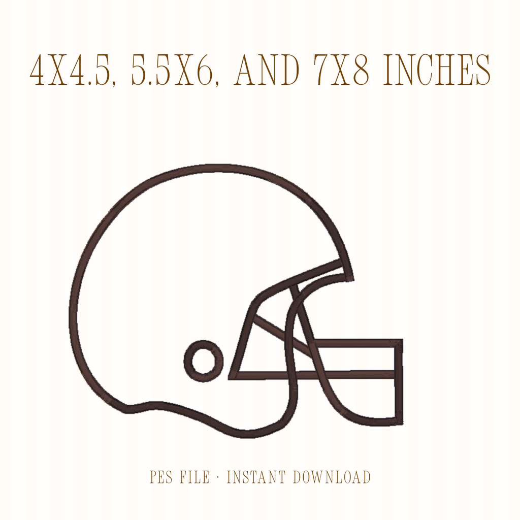 Applique Football Helmet design sizes 4x4.5, 5.5x6, 7x8 inches
