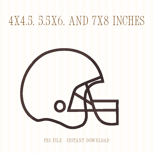 Applique Football Helmet design sizes 4x4.5, 5.5x6, 7x8 inches