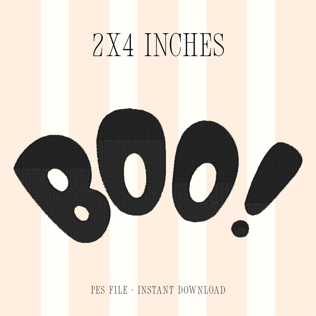 Boo embroidery design 2x4 inch size