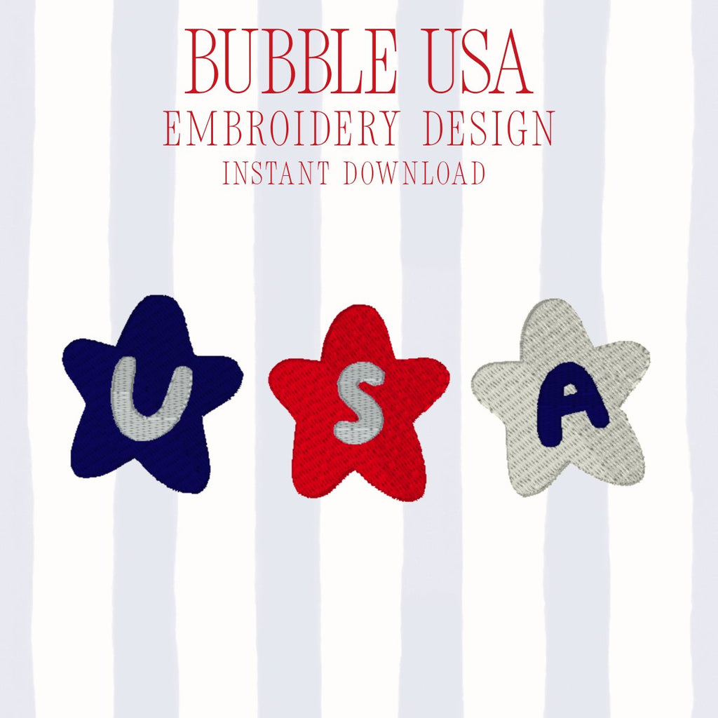 Bubble USA Embroidery Design