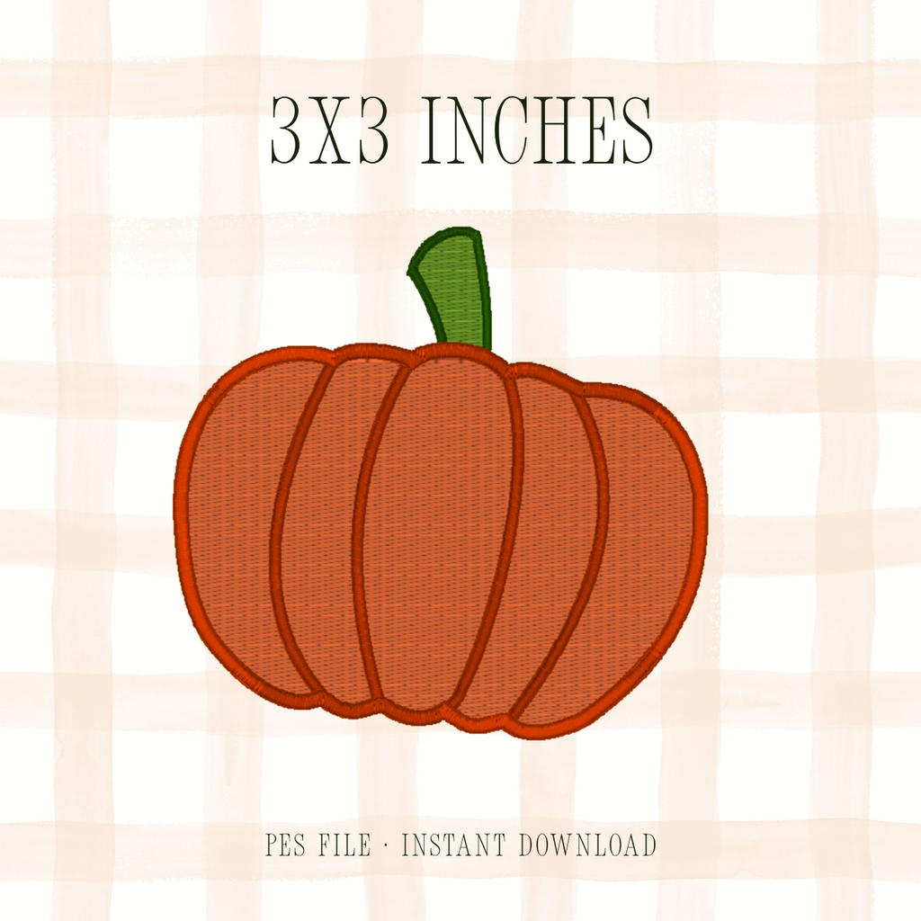 Classic Pumpkin Embroidery Design 3x3 inches