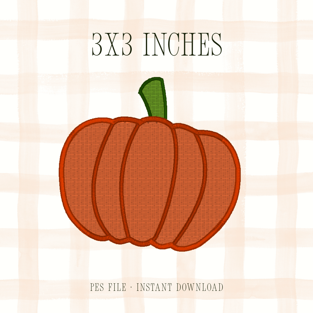 Classic Pumpkin Embroidery Design 3x3 inches