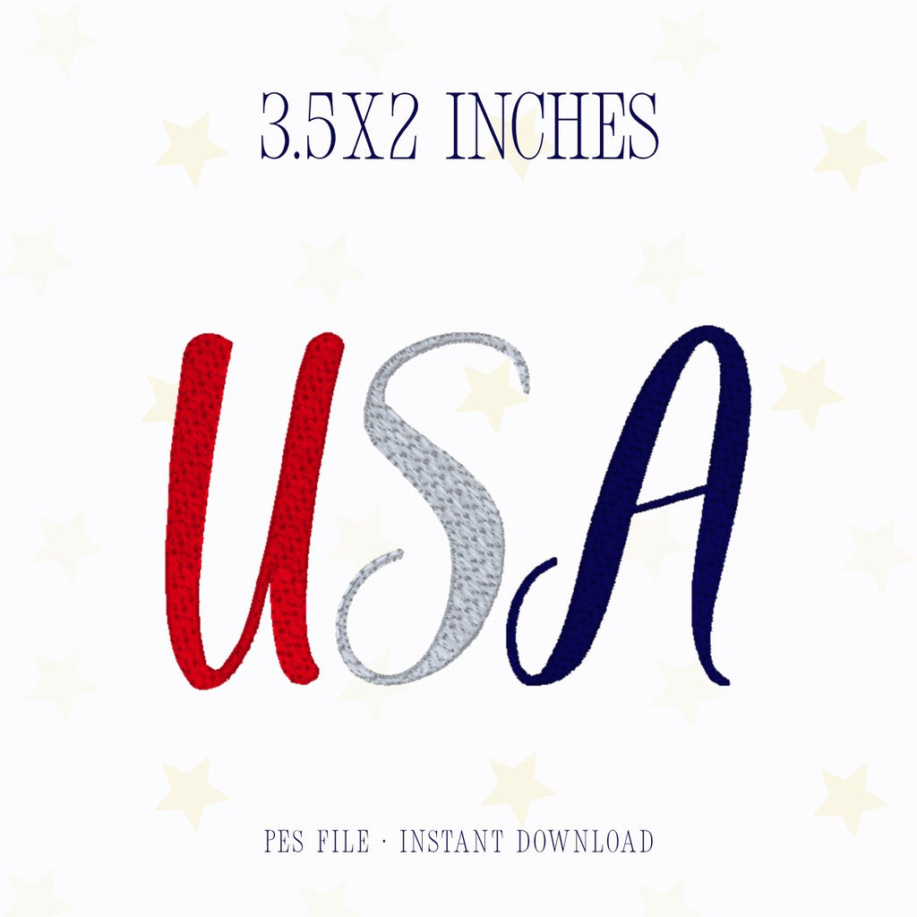 Classic USA Embroidery Design 3.5x2 inches PES file