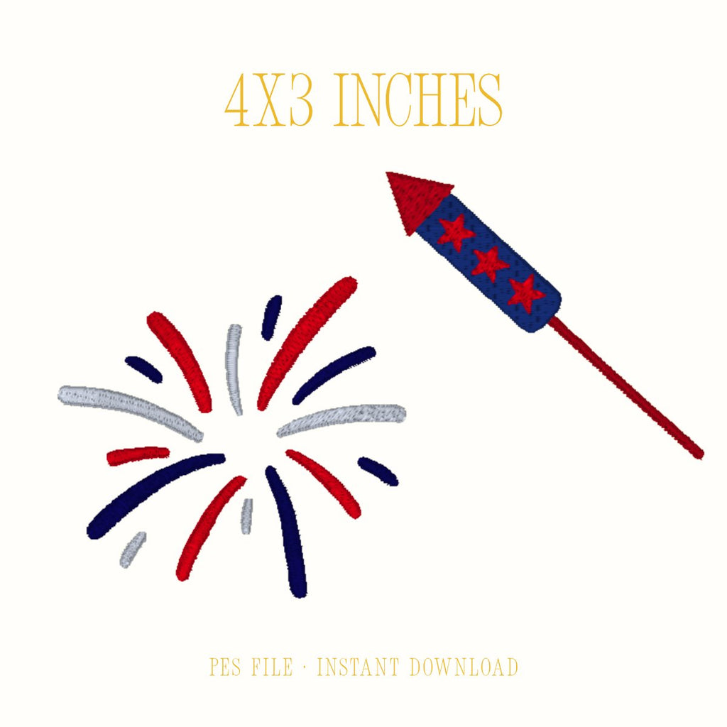 Firecracker Embroidery Design 4x3 inches PES file