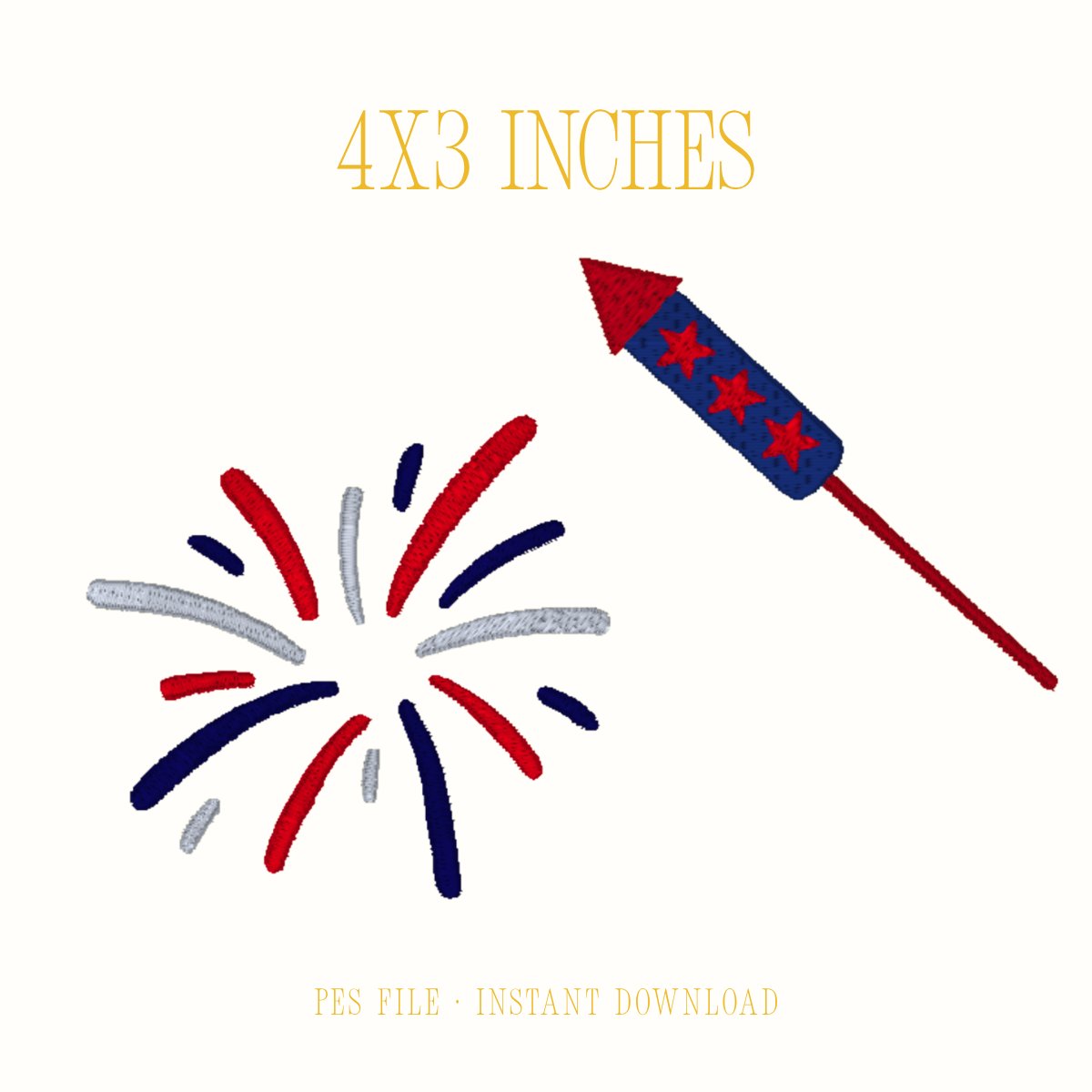 Firecracker Embroidery Design 4x3 inches PES file