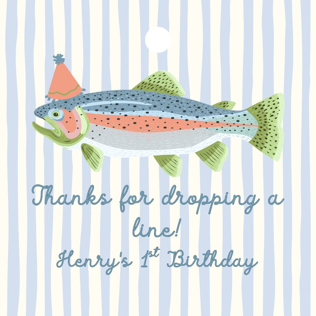 Fish birthday party favor thank you tag
