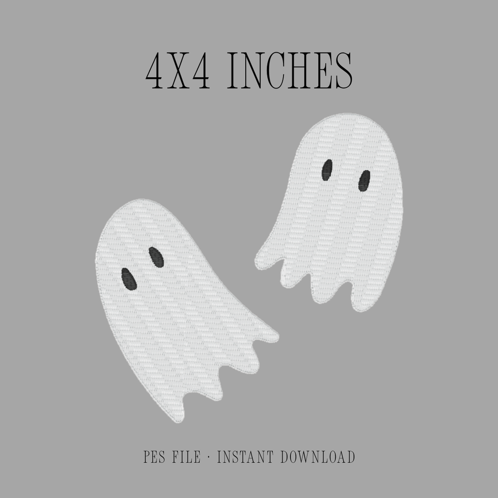 Friendly Ghosts Embroidery Design 4x4 inches