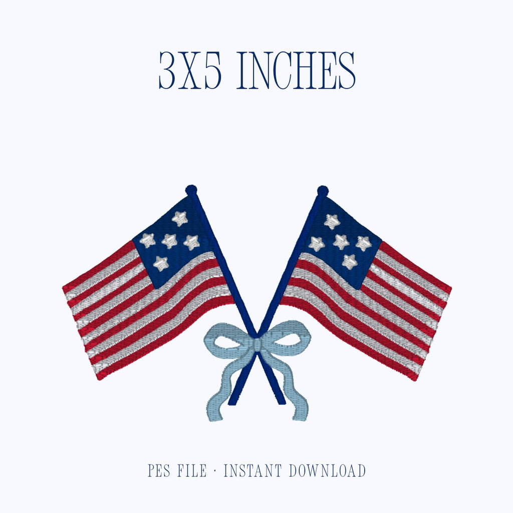 Heirloom Flag Embroidery Design 3x5 inches PES file