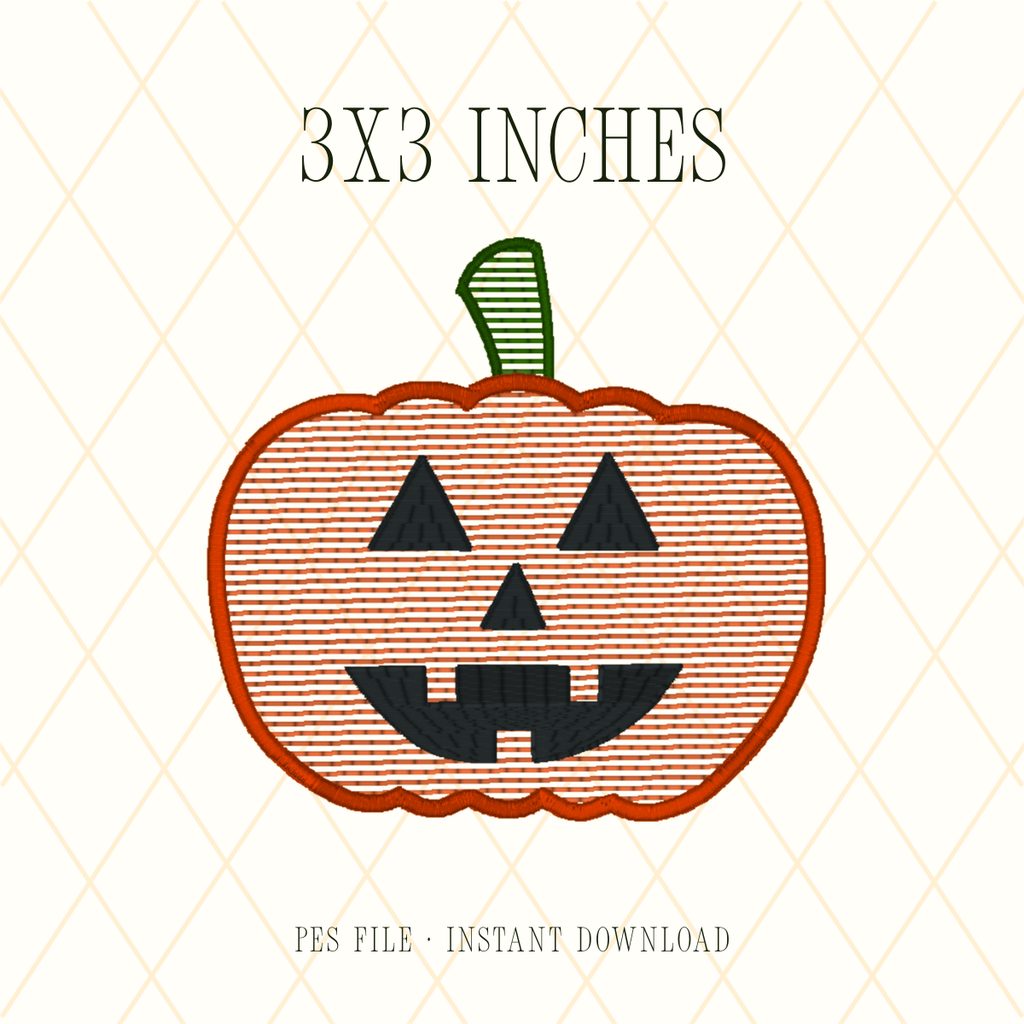 Jack-O-Lantern Embroidery Design 3x3 inches