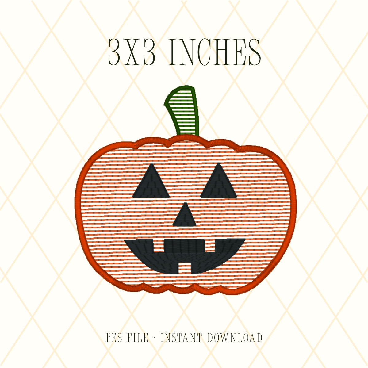 Jack-O-Lantern Embroidery Design 3x3 inches