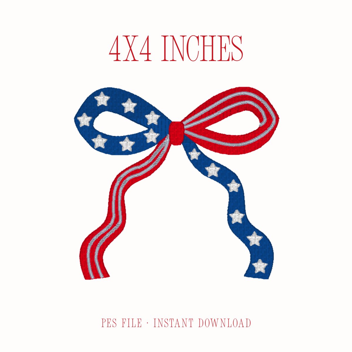 Patriotic Bow Embroidery Design 4x4 inches PES file