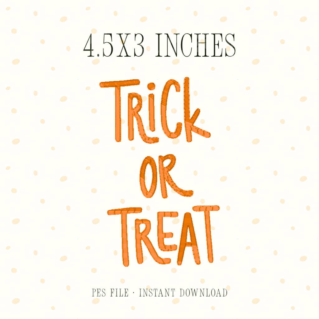 Trick or Treat Embroidery Design 4.5x3 inches